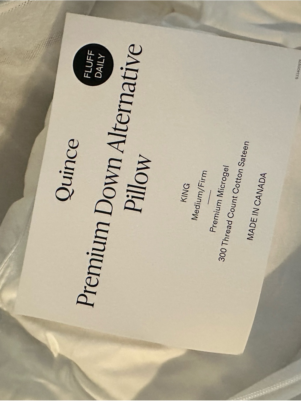 Quince Premium Down Alternative Pillow King Medium/Firm NWOT - Picture 3 of 5
